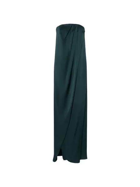 Rochie maxi Max Mara drapată fără bretele verde