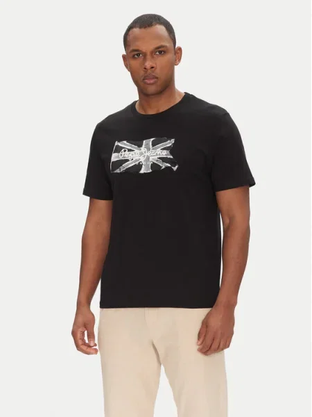 Тениска Pepe Jeans FLAG BW с принт черно
