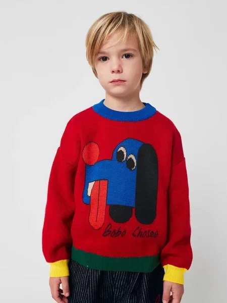 Bobo Choses Dětský svetr Doggy Mate červený