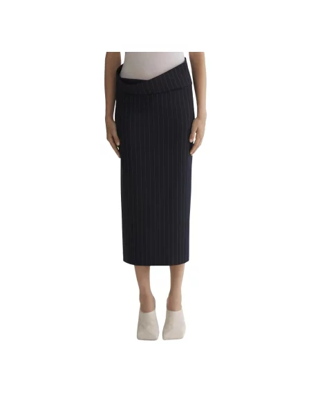 Spódnica Mugler w paski z rozcieciem czarna