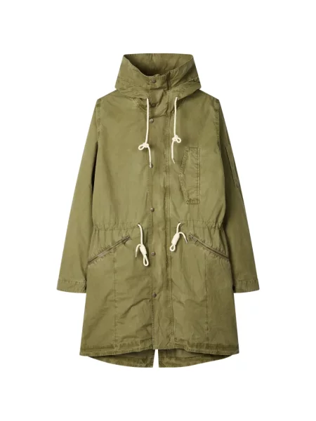 Kabát Ps Paul Smith s kapucí se stahovací šňůrkou zelený