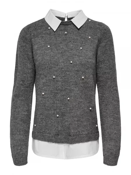 JDY Pulover JDYDrea Nia gri închis alb