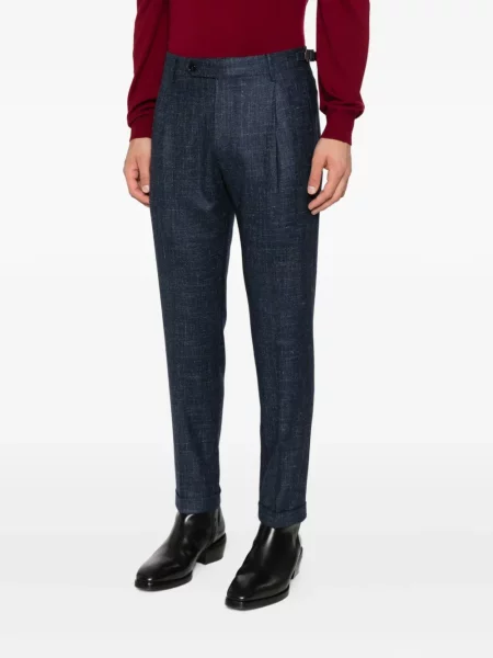 Pantaloni Berwich plisate albastru