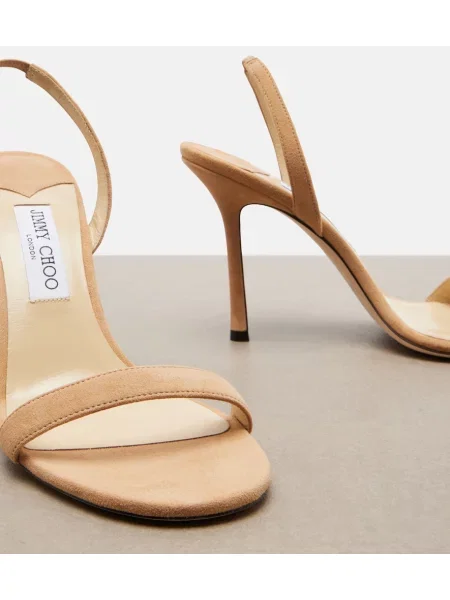Sandale Jimmy Choo din piele de căprioară slingback bej