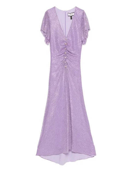 Rochie Nissa cu volane de costum violet