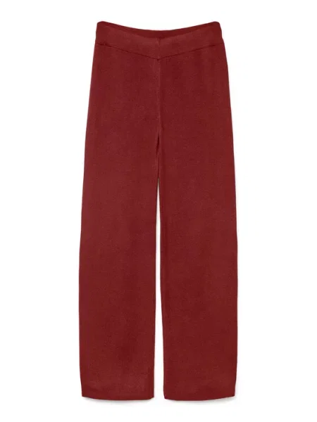 Vero Moda Pletene hlače Gold Art Bordo rdeča