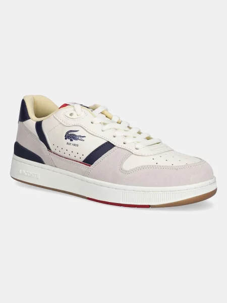 Кожени маратонки Lacoste T-CLIP мъжки сиво бежово
