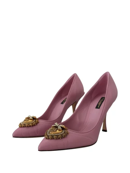 Matlasat pantofi cu toc Dolce & Gabbana din piele roz