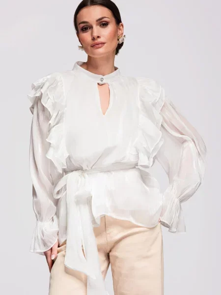 Elegantní halenka s volány bílá