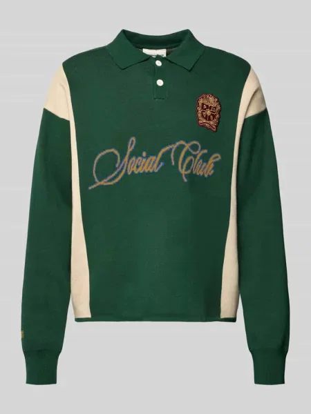 Sweter z dzianiny z kołnierzykiem polo i naszywką z logo Prohibited