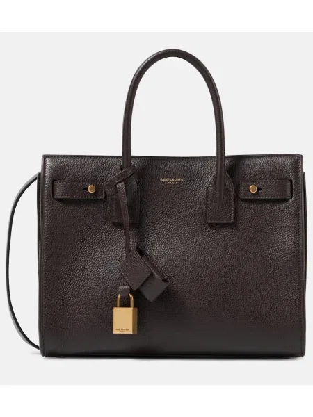 Τσάντα shopper Saint Laurent καφέ
