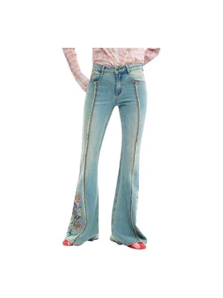 Jeansy dzwony Desigual niebieskie