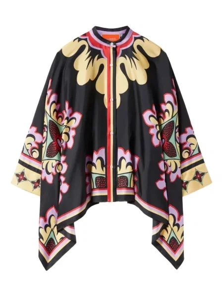 Kurtka La Doublej w kwiatki z nadrukiem czarna