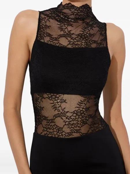 Rochie maxi Alice + Olivia din dantelă de costum negru