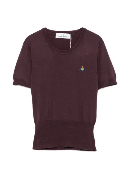 Pulover Vivienne Westwood cu broderie violet