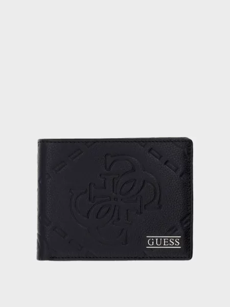Шкіряний гаманець Guess чорний