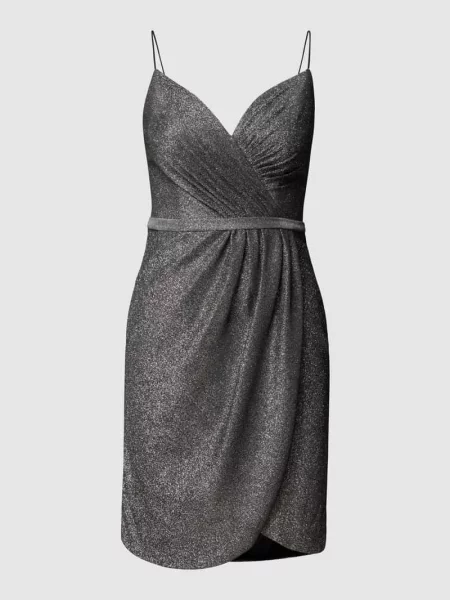 Sukienka koktajlowa w kopertowym stylu Luxuar Fashion czarna