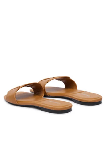 Calvin Klein Papucs Square Flat Sandal Emblem Barna bézs