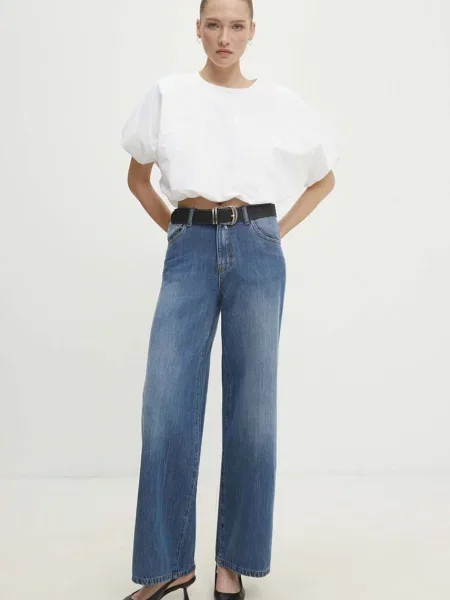 Answear Lab jeansy high waist niebieskie