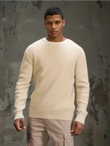 Sinsay sweter o grubym splocie kremowy