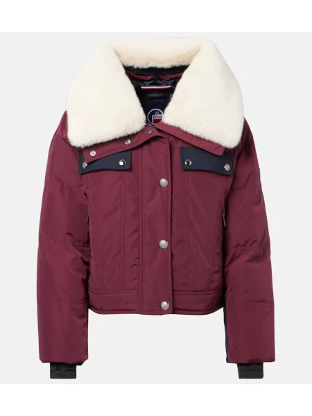 Jeździć na nartach sztuczne futro kurtka narciarska Fusalp bordowa