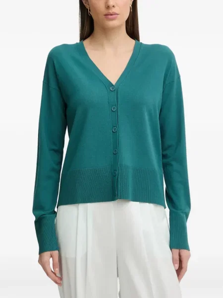 Cardigan Sisley cu decolteu în V verde