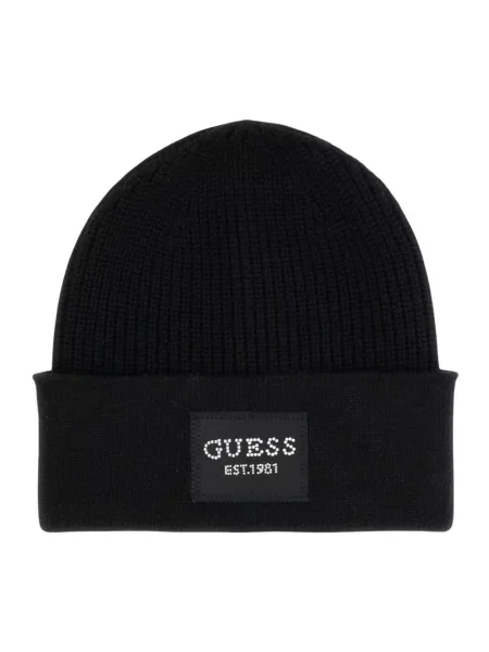 Dzianinowa czapka Guess czarna