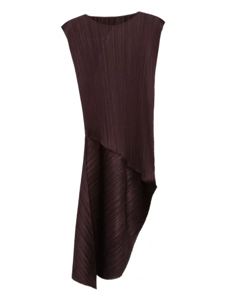 Rochie midi Pleats Please Issey Miyake plisată până la genunchi de costum maro