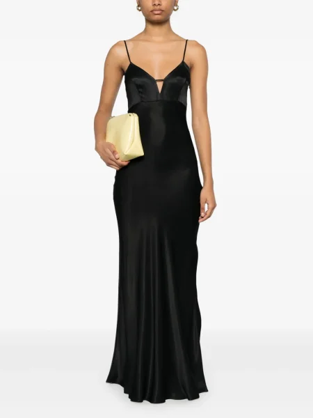 Rochie maxi Twinset din satin de costum negru