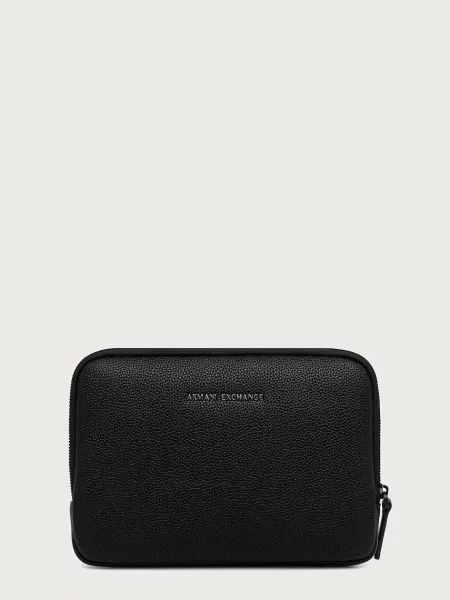 Armani Exchange geantă mică pentru bărbați cu imitație de piele negru
