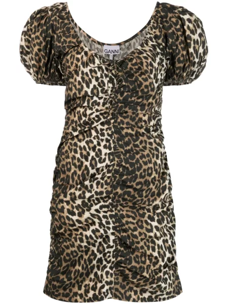 Rochie Ganni cu imagine cu model leopard de costum maro