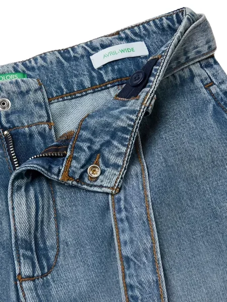 Szerokie jeansy dziecięce Benetton niebieskie