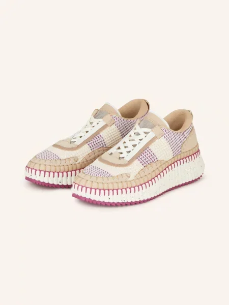 Chloé Sneakersy Nama fuchsiová/ režná/ světle hnědá