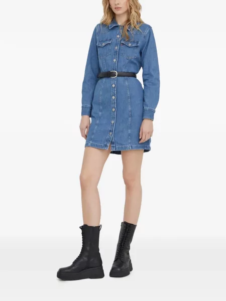 Curea Levi's® cu broderie cu cataramă cu dungi albastru
