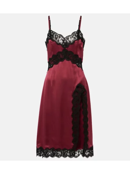 Rochie midi Dolce&gabbana de mătase până la genunchi de costum roșu