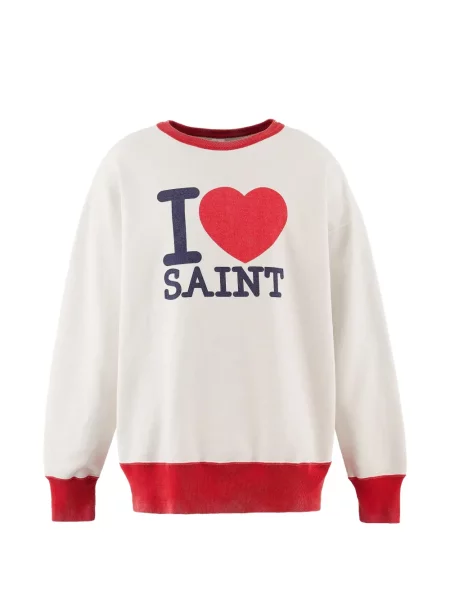 Pulover Saint Mxxxxxx cu imagine cu decolteu rotund alb