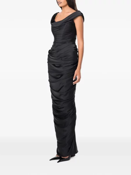 Rochie maxi Norina St cu volane negru