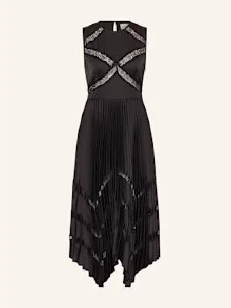 Claudie Pierlot Sukienka Z Koronką I Plisami schwarz czarna