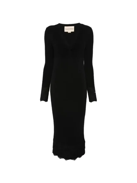 Rochie midi Valentino Garavani din dantelă până la genunchi de costum negru