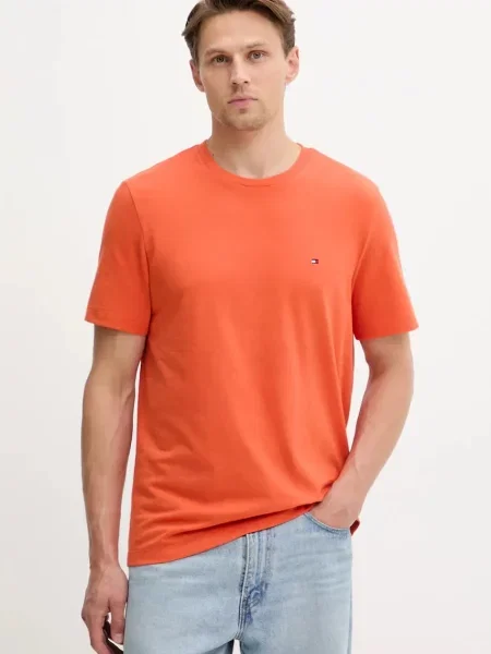 Tommy Hilfiger t-shirt gładki pomarańczowy