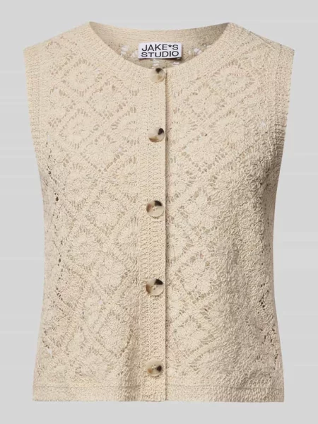 Kamizelka dzianinowa z okrągłym dekoltem i zapięciem na Jake*s Studio Woman