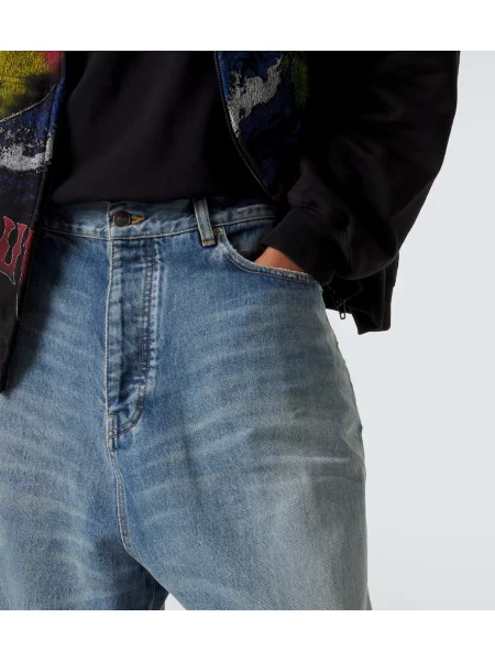 Blugi cu picior larg Balenciaga zdrențuiți albastru
