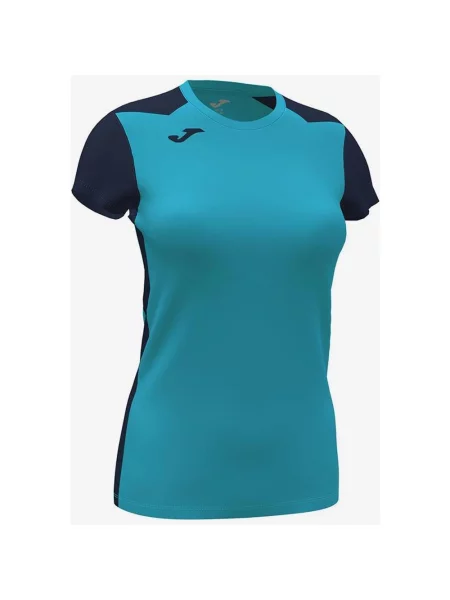 Koszulka Joma Record II Bicolor z krótkim rękawem w kolorze turkusowo-granatowym S niebieska