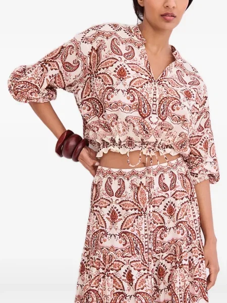 Top Cara Cara cu imagine cu model paisley alb