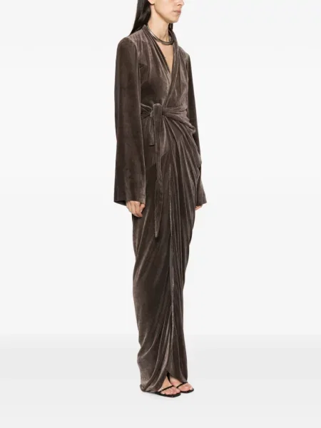 Rochie maxi Rick Owens drapată plic gri