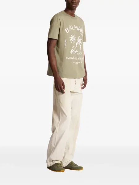 Tricou Balmain cu decolteu rotund scurt verde