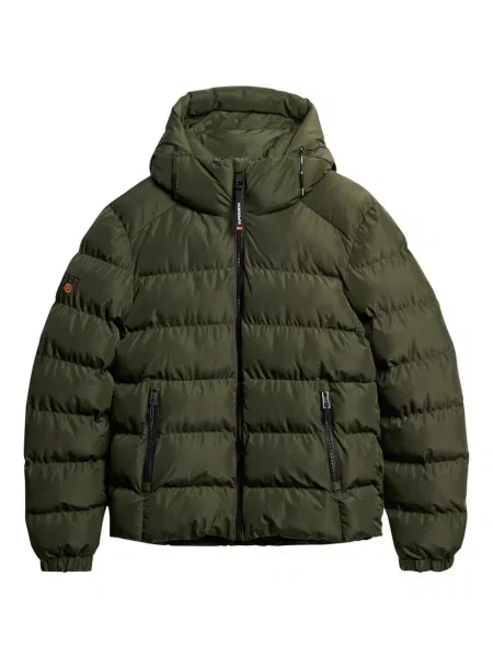 Geacă cu puf Superdry cu glugă verde