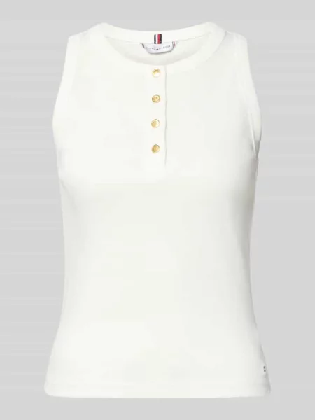 T-shirt o kroju slim fit z czystej bawełny Tommy Hilfiger biała