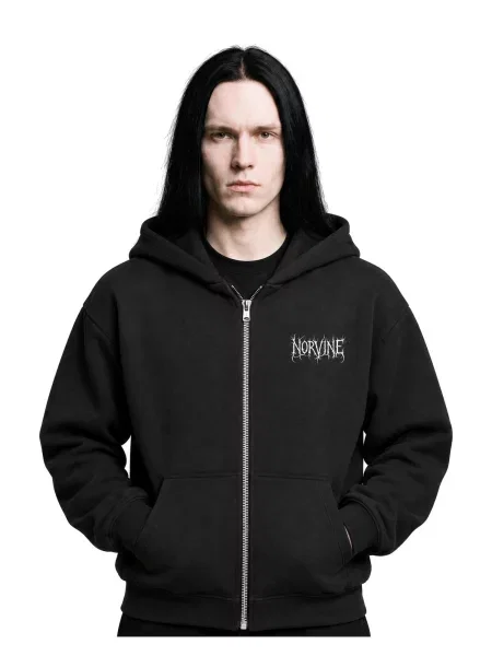 Norvine Mikina Norvine Metal Veins Zipped Hoodie Zipper' čierna