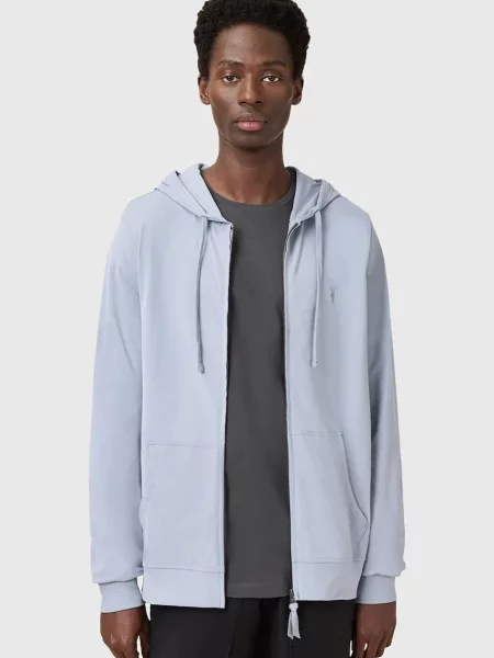 Суичър с качулка Allsaints с качулка сиво
